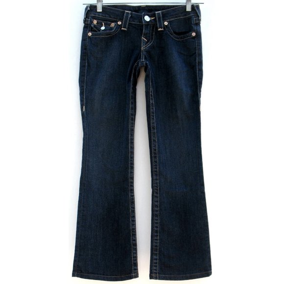 True Religion Boot Cut Dark Wash Flap Pocket Sz 26 - Picture 2 of 8